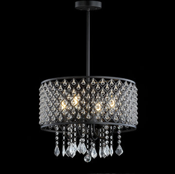 Gigi Metal/Crystal Adjustable LED Drop Chandelier - JONATHAN Y